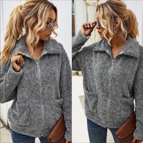 FINAL MARK/DOWN COZY FAUX FUR COAT OLIVE (S) GREY - Picture 6 of 6